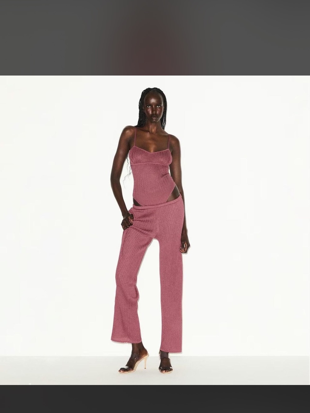 Skims sheer knit pant BEET color size small